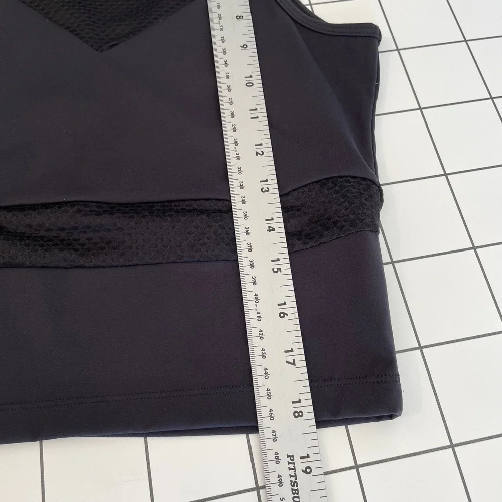 Manduka Black‎ High Neck Mesh Cropped Tank Top M Yoga Athletic Workout